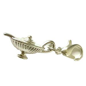 Silver Aladdin Magic Lamp Charm Clip On Zipper Pull Purse Plated Jasmine Nursing